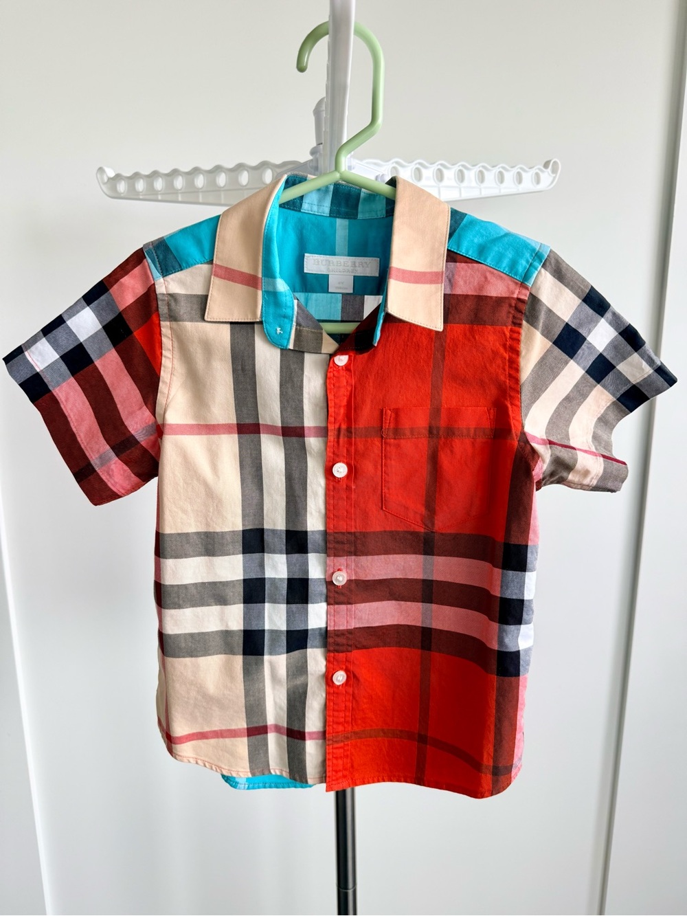 Burberry Boy 4T Multicolor Plaid Short-Sleeve Button-Down Shirt